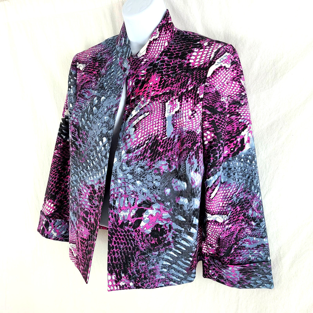 Evan Picone Open Front Jacket Snake Print Purple … - image 2